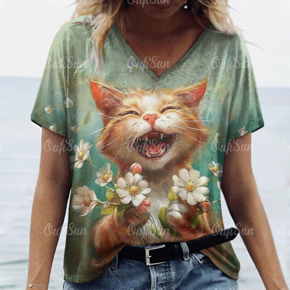 T Shirt Cat Print
