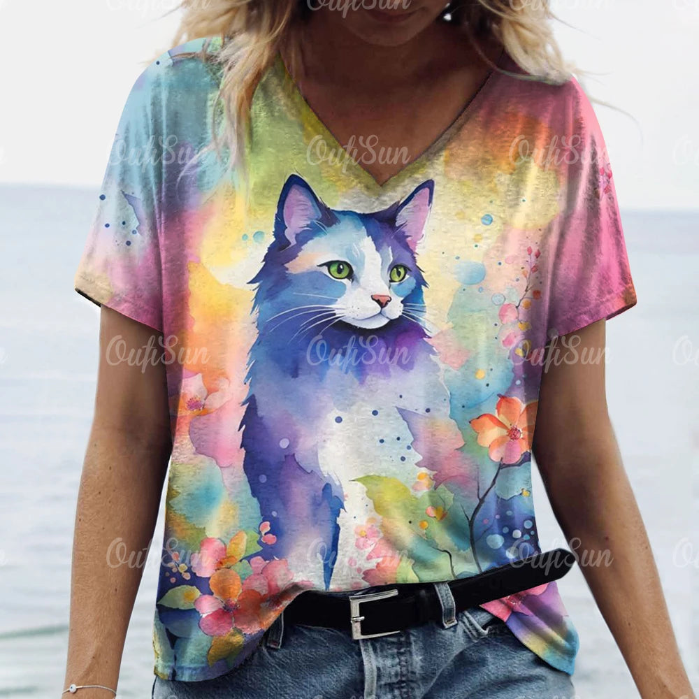 T Shirt Cat Print