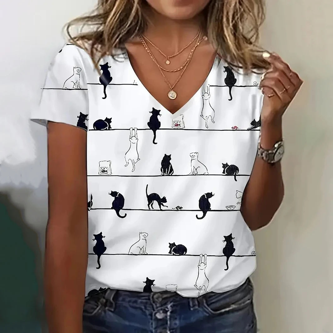 T Shirt Cat Print
