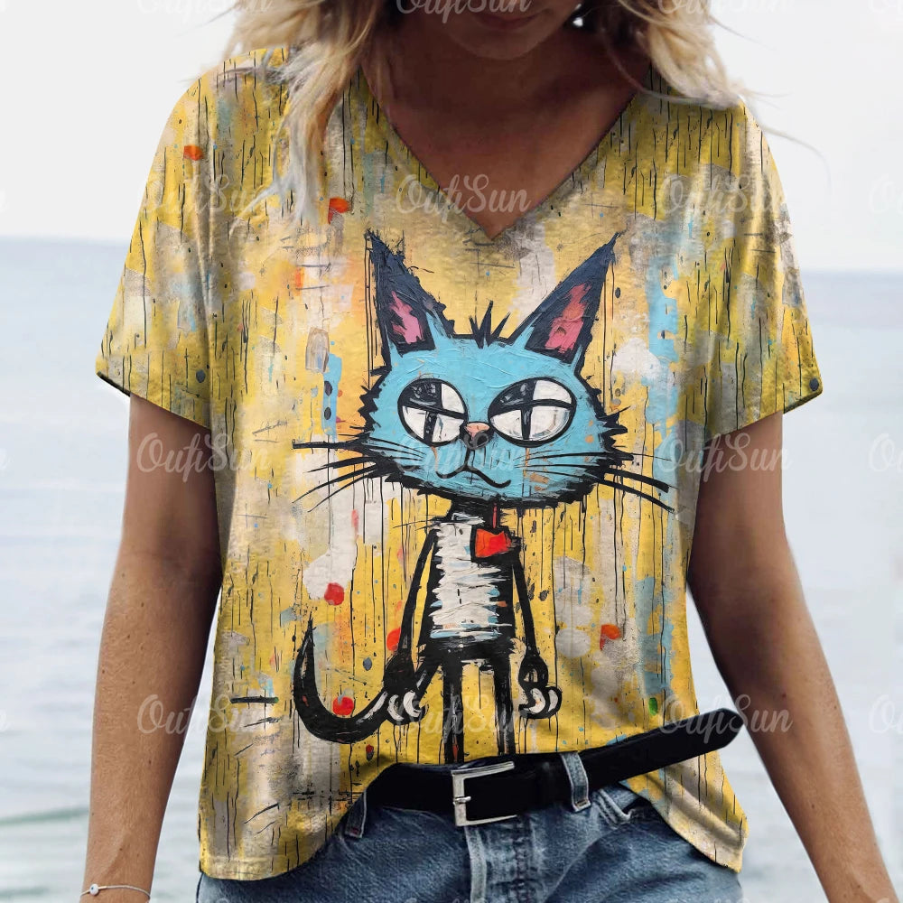 T Shirt Cat Print
