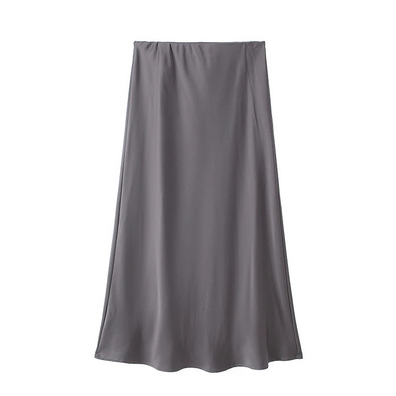 Satin Skirt Woman High Waist