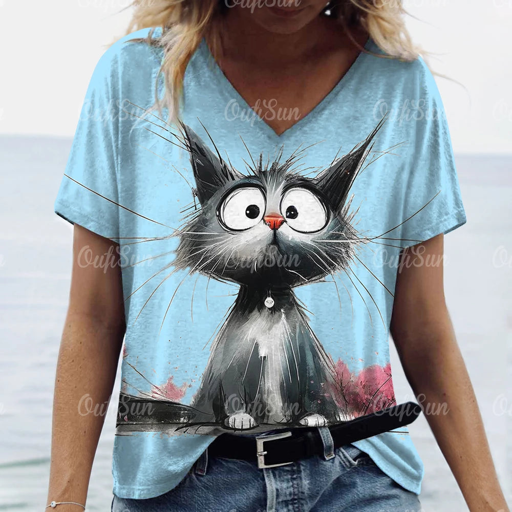 T Shirt Cat Print