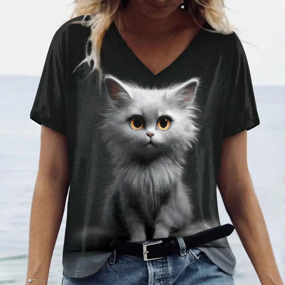 T Shirt Cat Print
