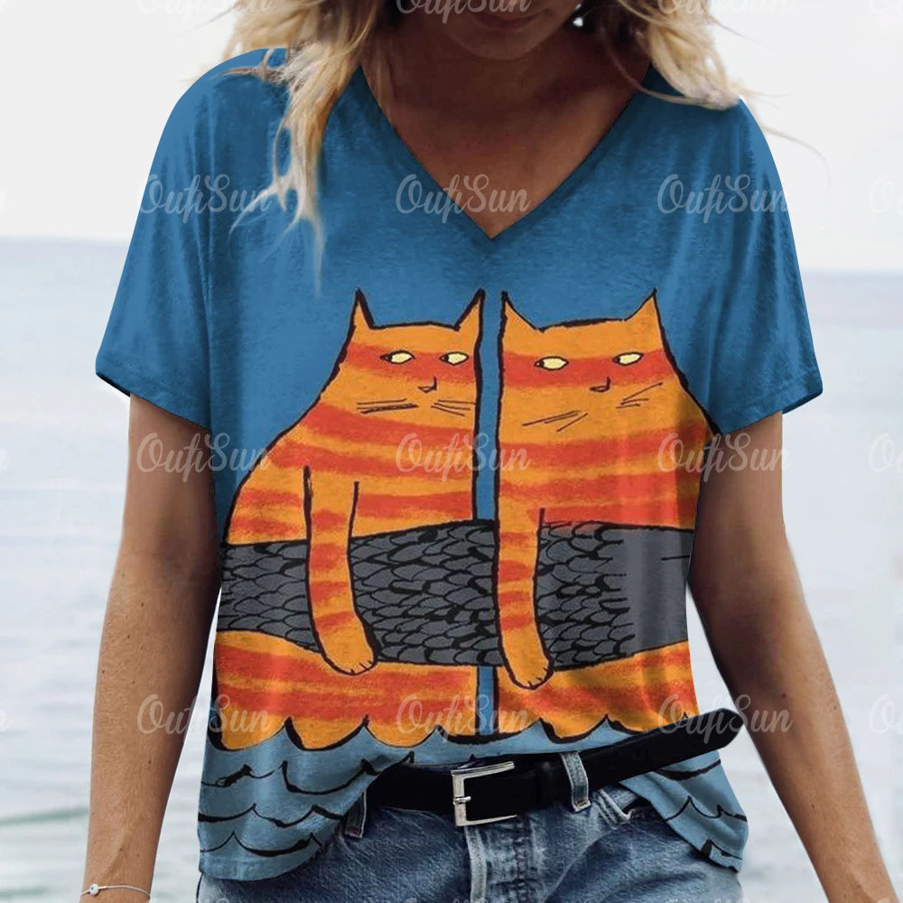 T Shirt Cat Print