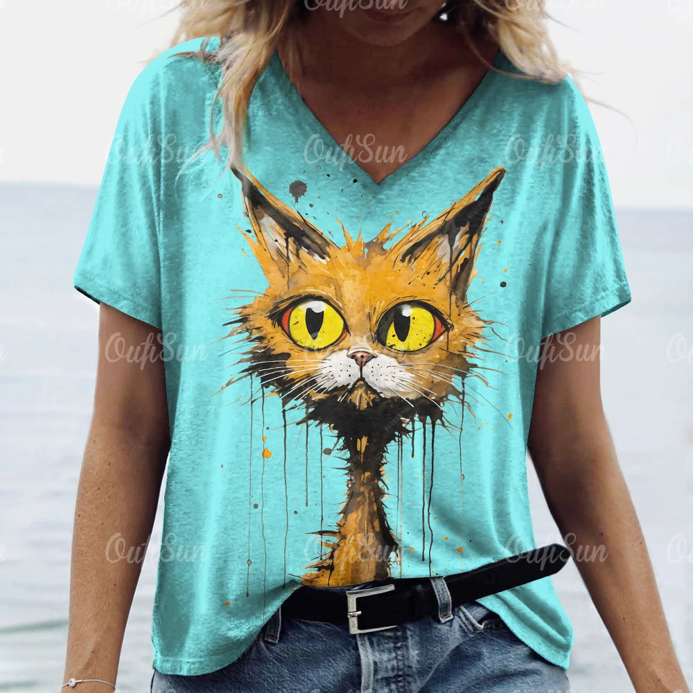 T Shirt Cat Print