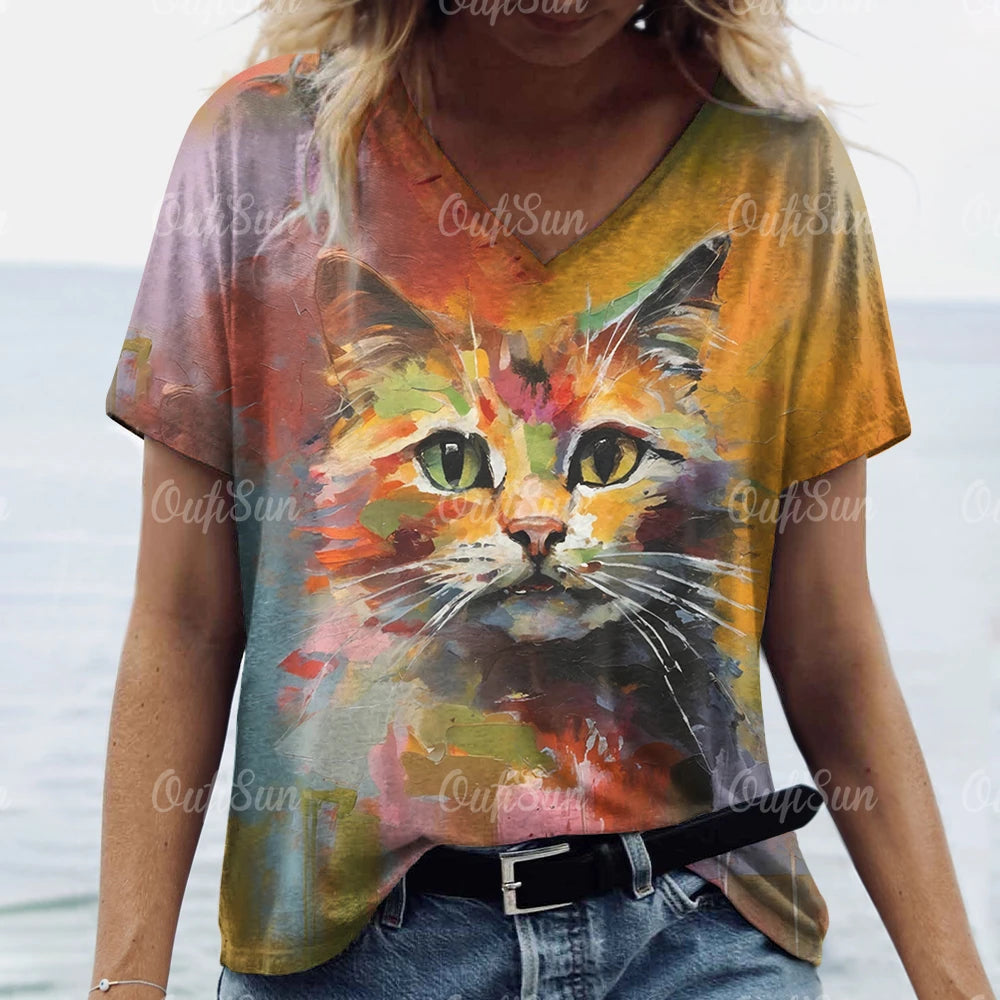T Shirt Cat Print