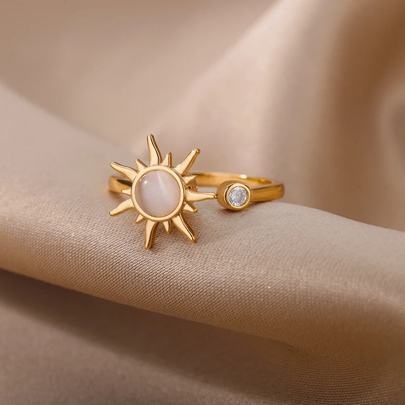 Rotating Sun Opal Ring