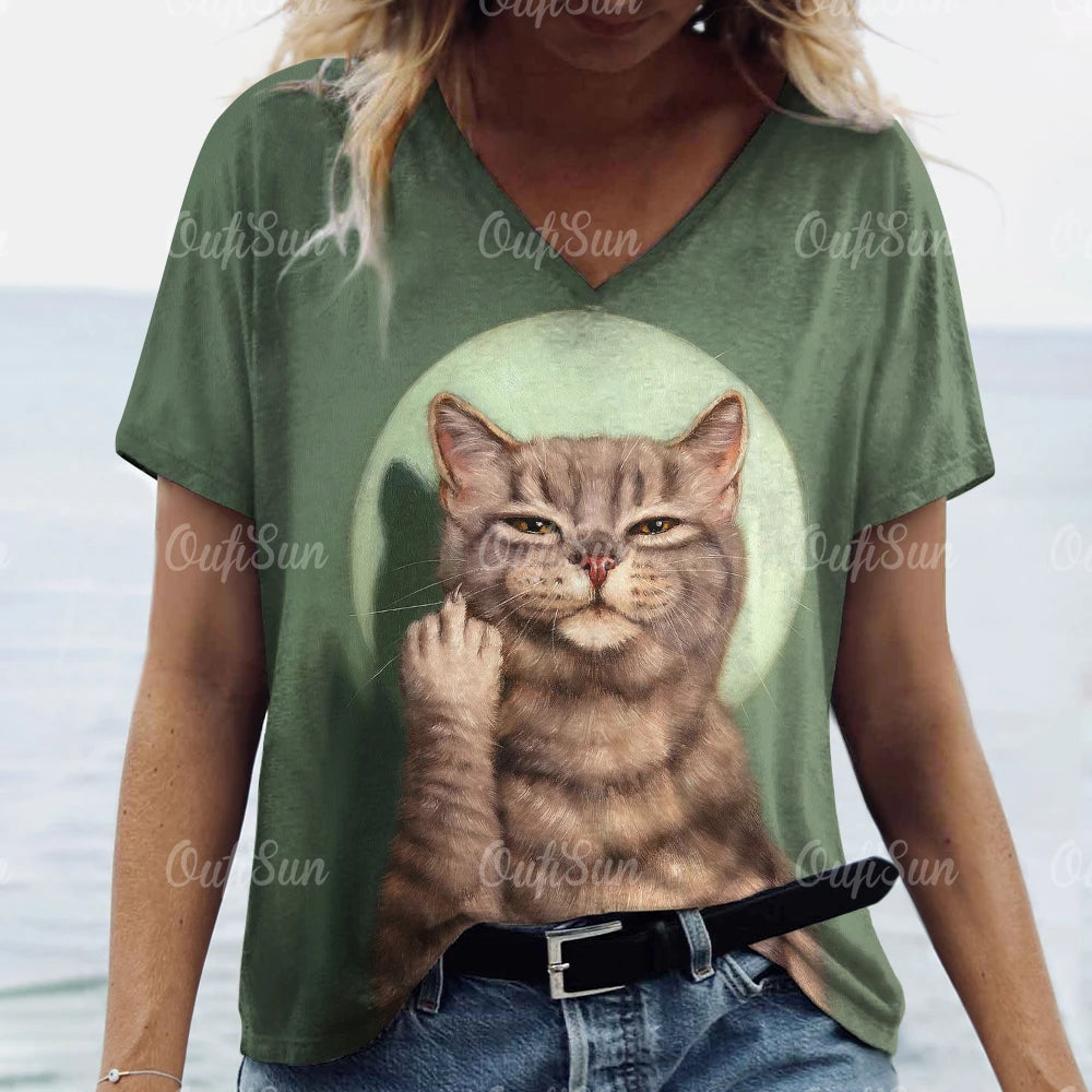T Shirt Cat Print