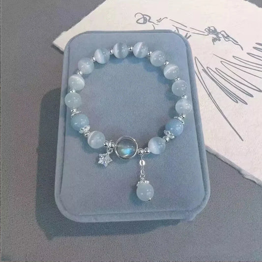 Blue Moonstone Crystal Bead Bracelet