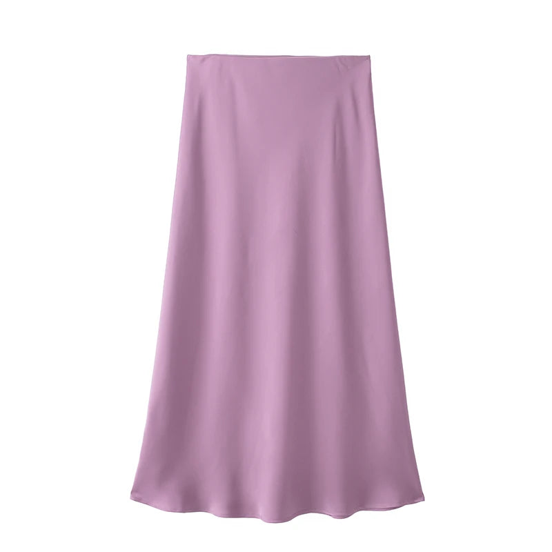 Satin Skirt Woman High Waist