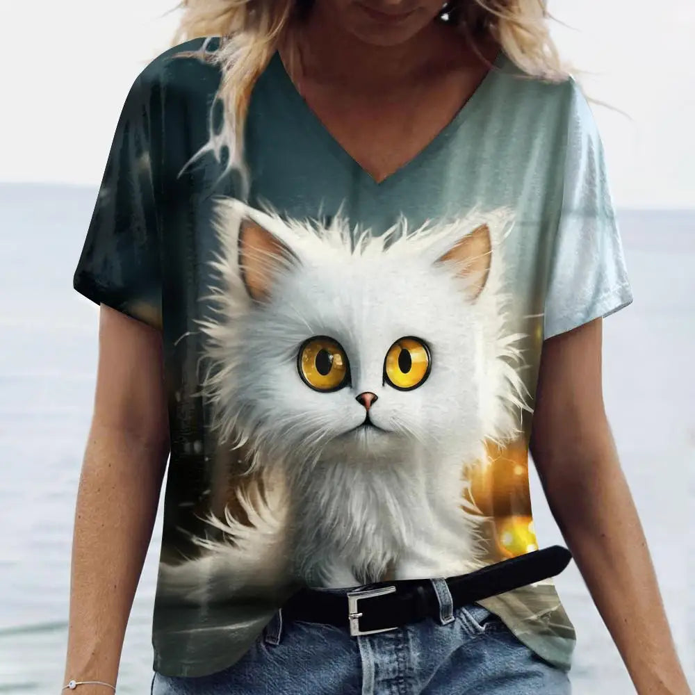 T Shirt Cat Print