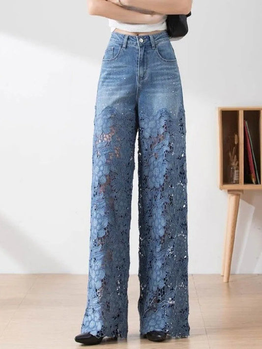 Lady Jeans Loose Straight Denim Pants
