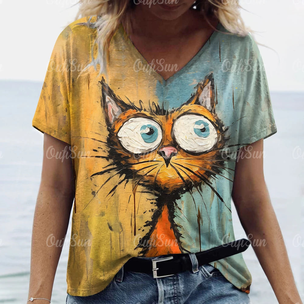 T Shirt Cat Print